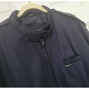 Vintage Members Only Mens XL Blue Bomber Jacket Windbreaker Retro Cafe Racer